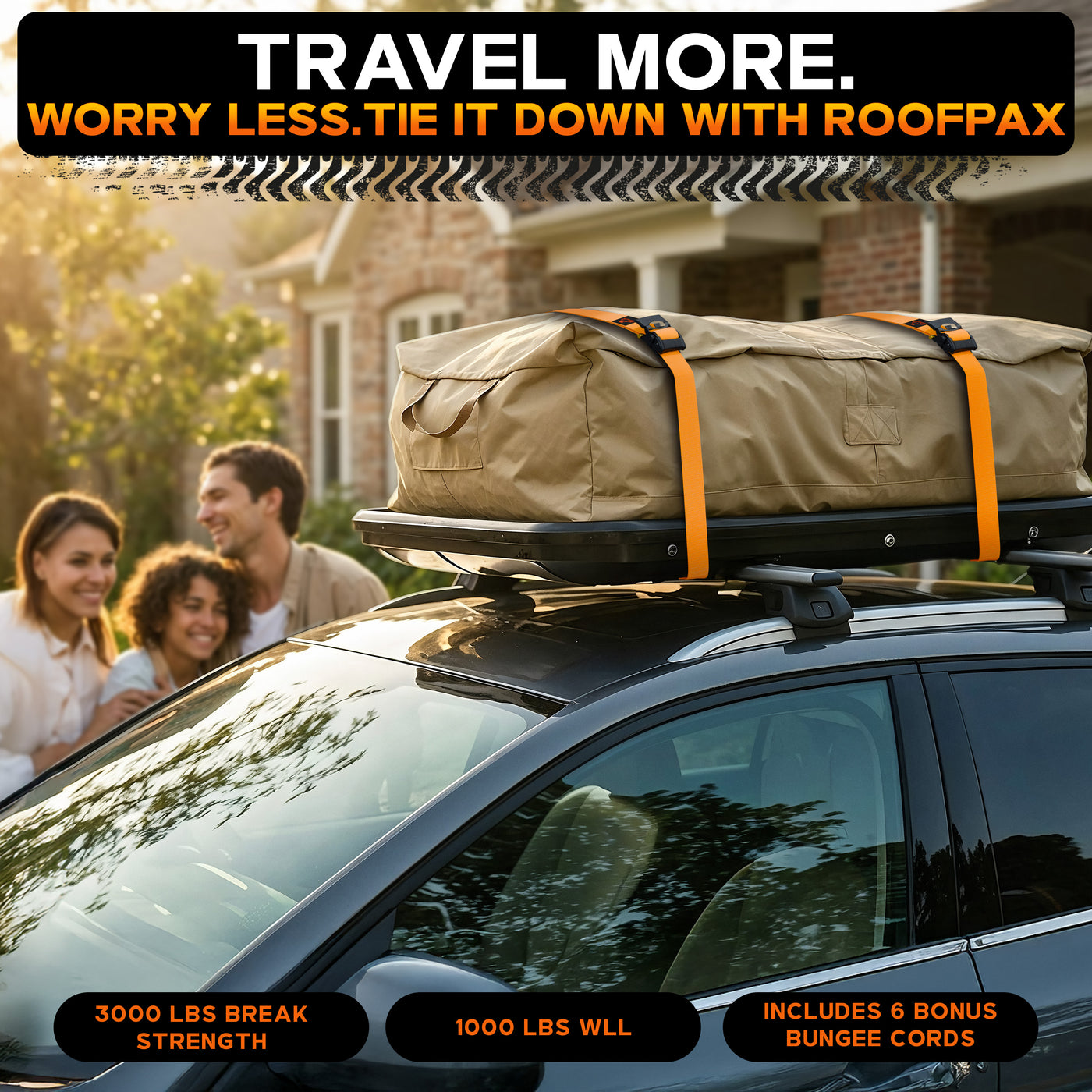 RoofPax Premium 2'' x 10" Retractable Ratchet Straps 2 Pack 3000lbs Break Strength Heavy Duty Auto Self-Retracting Tie Down Straps for Trucks Secure Cargo Tie Downs with 6pcs Bungee Cords