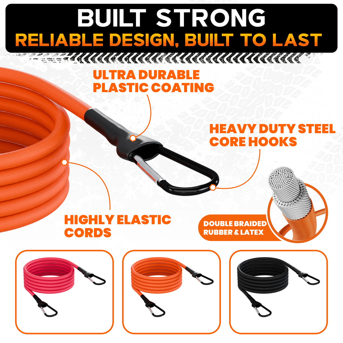 RoofPax Premium 2'' x 10" Retractable Ratchet Straps 4 Pack 3000lbs Break Strength Heavy Duty Auto Self-Retracting Tie Down Straps for Trucks Secure Cargo Tie Downs with 6pcs Bungee Cords